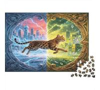 Leopardo Urbano Puzzle de 1000 Piezas Papel para Adultos Fantástica Ciudad Dividida Juego de Puzzle 1000 Piezas Decoración Hogar Relajación 38x26cm/1000pcs