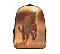 Leopardoo Running at Full Speed on The Savannah at Solset Mochilas Hombre Chicas Bolsas Para Trabajo,viaje,diario,escolar Y Escolares De Gran Capacidad 16 inch