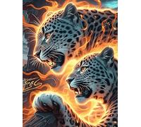 Leopardos en un resplandor mágico ardiente Puzzle 500 Piezas Cartón Grueso Para Adolescentes vida silvestre y plantas Mejora Coordinación Ojo-Mano Actividad Compartir Familia Pieza Colección Navidad 5
