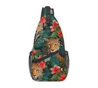 Leopards In The Jungle - Bolsa cruzada con diseño de leopardo en la selva, riñonera para viajes, senderismo, para mujeres y hombres, Negro -, Talla única