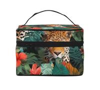 Leopards in The Jungle - Bolsa de maquillaje de viaje - Organizador portátil de artículos de tocador con compartimentos con cremallera para cepillos, botellas y cuidado de la piel