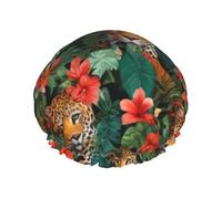Leopards In The Jungle - Gorro de ducha reutilizable impermeable para mujer, cubierta elástica para el cabello, para baño, spa, viajes y uso diario