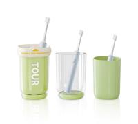 Leopcat 2 Piezas Estuche de Viaje para Cepillos de Dientes, Organizador Portátil con Soporte, Contenedor de Pasta y Vaso Enjuague Bucal Kit de Higiene Dental para Baño, Hogar y Viajes 24.5X7.8X6.5