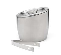 Leopold Vienna Cubo de hielo de doble pared de acero inoxidable mate 2.5 l con tapa y pinzas
