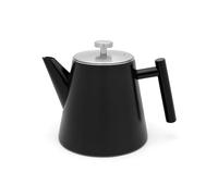 Leopold Vienna - Tetera Oslo de doble pared, 1 L, acero inoxidable, color negro mate, incluye colador de té