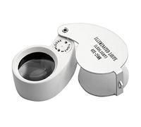 LEORX Joyería lentes vidrio lupa 40 X 25mm ojo lupa 2 LEDs luces