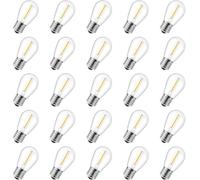 Leo's Light 25 Unidades 1W S14 LED Bombilla de Filamento, Retro Bombilla, Estilo de Ediso, 220-240V, E27, Luz Blanca Cálida 2700K, 1W LED Bombilla Sustituye a 10W bombilla incandescente (S14)