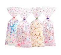 LEOSINDA 100 bolsas de celofán de 5 x 11 pulgadas para envolver regalos, tres colores, fiestas temáticas, bolsas de celofán para caramelos, baby shower, boda, fiesta nupcial, regalo, decoración de