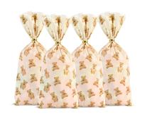 LEOSINDA 100 bolsas de celofán de oso de 5 x 11 pulgadas, bolsas de plástico con lazos giratorios para el día de San Valentín y regalos de cumpleaños, galletas, bodas, embalaje, suministros de