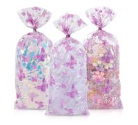 LEOSINDA Bolsas de celofán, 100 bolsas de celofán transparente de 5 x 11 pulgadas, 100 lazos giratorios para envolver regalos, embalaje de dulces, postre, panadería, galletas, chocolate, fiesta