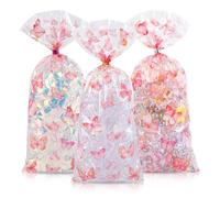 LEOSINDA Bolsas de celofán, 100 bolsas de celofán transparente de 5 x 11 pulgadas, 100 lazos giratorios para envolver regalos, embalaje de dulces, postre, panadería, galletas, chocolate, fiesta