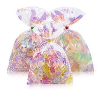 LEOSINDA Bolsas de regalo de celofán de 5 x 7 pulgadas con estampado de mariposas. 100 piezas para bolsas de galletas, bolsas de aperitivos transparentes, bolsas de envoltura de chocolate, bolsas de