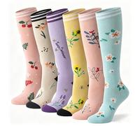 LEOSTEP 6 pares de calcetines de compresión para hombres y mujeres, soporte diario para viajes, trabajo y estilo de vida activo, medias cómodas y transpirables, calcetines de senderismo, viajes y