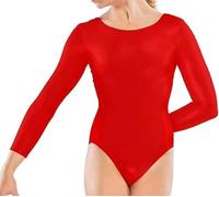Leotardo de manga larga para niñas para ballet, baile, gimnasia y polietileno, body para niños de 5 a 14 años, uniforme elástico de manga completa, rosso, 13-14 años