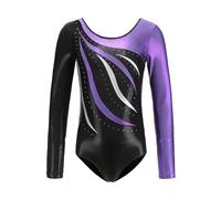 Leotardos de Gimnasia para niñas, de Manga Larga, Brillantes, atléticos, de Ballet, de 3 a 14 años