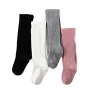 Leotardos Para Bebés Niñas 2/4 Pares, Pantimedias Para Niños Pequeños, Mallas De Costilla De Punto Suave De Alta Elasticidad, Para 0-6 Años (4 Pares-02,0-1 Anos)