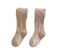 Leotardos Para Bebés Niñas 2 Pares, Termicos Leotardos Niña Pantimedias Calcetines Altos De Punto Lateral, Medias Cálidas Respirable Absorbe El Sudor (Caqui + Rosa,L)