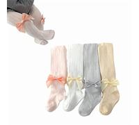 Leotardos Para Bebés Niñas Verano 4 Pares, Pantimedias De Malla Transpirable Para Niños Pequeños, 0-6 Años De Edad Verano Recién Nacido Bowknot Medias Polainas (4 Colores,6-12 Meses)