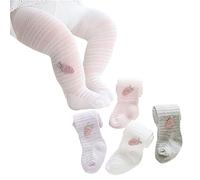 Leotardos Para Bebés Niñas Verano 4 Pares, Pantimedias De Malla Transpirable Para Niños Pequeños, Polainas De Medias De Zanahoria Recién Nacidas De Verano 0-6 Años (4 Colores,6-12 Meses)
