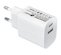 Leotec Cargador de Pared Doble USB-C PD/USB 2.0 20W Blanco