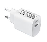 LEOTEC CARGADOR 20W CARGA RAPIDA 1 USB TIPO-C PD 1 USB-A BLANCO
