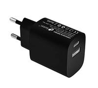 LEOTEC CARGADOR 20W CARGA RAPIDA 1 USB TIPO-C PD 1 USB-A NEGRO