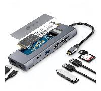 Docking Station Leotec LEDS07 USB-C 8 en 1 SSD M.2 HDMI 4K Aluminio