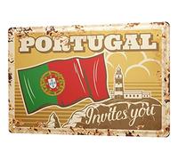 LEotiE SINCE 2004 Cartel de chapa retro vintage de metal para la sala de estar - diseño de bandera de Portugal - 20 x 30 cm