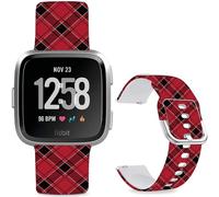 Leotop Patrón de dibujos animados impresos de silicona suave de repuesto deportivo de 23 mm pulseras compatibles con Fitbit Versa 2/Versa/Fitbit Versa Lite/SE para mujeres y hombres. (rojo y negro a