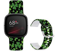 Leotop Patrón impreso suave silicona reemplazo bandas deportivas compatibles con Fitbit Versa 4/Fitbit Versa 3/Fitbit Sense 2/Fitbit Sense para mujeres hombres (Black Base Clover)