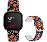 Leotop Patrón impreso suave silicona reemplazo bandas deportivas compatibles con Fitbit Versa 4/Fitbit Versa 3/Fitbit Sense 2/Fitbit Sense para mujeres y hombres. (flores rojas y rosas)