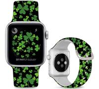 Leotop Pulseras deportivas de silicona compatibles con iWatch Ultra Serie SE 10 9 8 7 6 5 4 3 2 1. (Black Base Clover, 42 mm (Series 10) / 41 mm/40 mm/38 mm