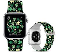 Leotop Pulseras deportivas de silicona compatibles con iWatch Ultra Serie SE 10 9 8 7 6 5 4 3 2 1. (Yellow and Green Clover, 49 mm/46 mm/45 mm/44 mm/42 mm (Series 3 2 1))