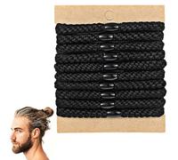 LEOUEANR 10 lazos trenzados para el cabello para hombre, de nailon elástico resistente al desgarro, elástico en 4 direcciones y agarre antideslizante (negro)