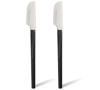 LEOUEANR 2 espátulas de silicona, raspador de cabeza redonda, resistente al calor, raspadores y esparcidores de silicona y madera de roble, utensilios de cocina para mezclar glaseado de pasteles