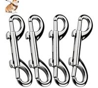 LEOUEANR 4-Pack Doble mosquetón Gancho, 88mm aleación de Zinc mosquetón con níquel Plateado, Cerradura de Perno Seguro para Correas de Mascotas, Correas de Perro, llaveros