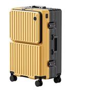 LEOVEN Maleta de Viaje Rígida, Carga Frontal, LS-2518 Marco de Aluminio Maleta, Portavasos Plegable, USB, PC Maleta de Cabina, 360° Silencioso con Freno y Amortiguador, TSA Cerradura, Impermeable