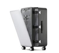LEOVEN Maletas de Viaje Cabina de Aluminio, Abierto Desde el Frente, LS-0746 Maleta Rígida Giratoria con Forro Engrosado, Escala 2/8, Cerradura TSA, 360° Rueda Giratoria Silenciosa, Silencioso
