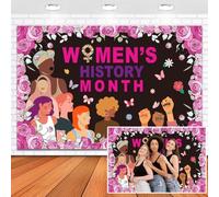 Leowefowa Telón de fondo del mes de la historia de la mujer, 1,5 x 0,9 m, vinilo para el Día Nacional de la Mujer, Fondo de fotografía de marzo internacional de liberación femenina, pancarta de