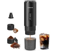 Leozora - Cafetera espresso portátil, presión profesional de 20 bares, cuerpo de acero inoxidable, 7500 mAh USB-C recargable, 3 en 1 para café molido y cápsulas Nespresso/DG, ideal para camping, coche