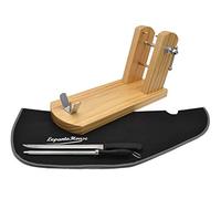 LEPANTO JAMONERO BUARFE Rioja con Set Negro EN Madera DE Pino para Profesional HOGAR +Cuchillo JAMONERO + CHAIRA + Cubre Jamon EN Color: (Natural)