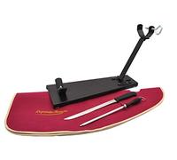 LEPANTO JAMONERO Negro Plegable FC + Set Burdeos Soporte JAMONERO Plegable Tipo C con Cuchillo JAMONERO CHAIRA Y Cubre Jamon DE Regalo para JAMONES PALETAS Y PALETILLAS (Set Burdeos)