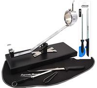 LepantoHouse Soporte Jamonero Future Basculante Giratorio Base Inoxidable para Jamones y Paletillas + Cuchillo Arcos Niza + CHAIRA + Cubre Jamon + Pinza (Madera Negra)