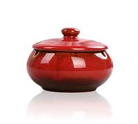 Lependor Cenicero de cerámica con tapas, resistente al viento, para uso en interiores o exteriores, soporte para cenizas para fumadores, cenicero de escritorio para decoración de oficina en casa