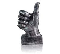 LEPENDOR Decoración de Escultura de Mano Estatua de Dedo Decoraciones de Escritorio de Resina para el hogar y la Oficina - (Plata, Escultura de Pulgar Arriba)