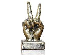 LEPENDOR Decoración de Escultura de Mano Estatua de Dedo Decoraciones de Escritorio de Resina para el hogar y la Oficina - (Dorado, Victoria Dedos)