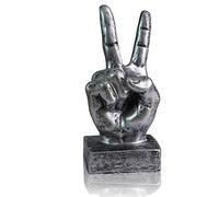 LEPENDOR Decoración de Escultura de Mano Estatua de Dedo Decoraciones de Escritorio de Resina para el hogar y la Oficina - (Plata, Victoria Dedos)