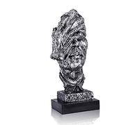 LEPENDOR Decoraciones de Escritorio abstractas Creativas La Estatua del Pensador, Estatuas y esculturas de Manos y rostros para la decoración de la Sala de Estar del hogar - Sin Ver, Plata