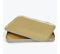 lepetitmitron - 25 bandejas de cartón dorado - Bandejas de presentación para pastelería/aperitivos y aparadores (28 x 42 cm)