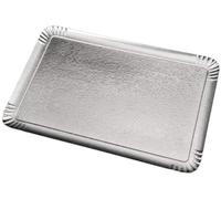 lepetitmitron -25 Bandejas de cartón plateado - Bandejas de presentación para pastelería/aperitivos y aparadores (28 x 42 cm)